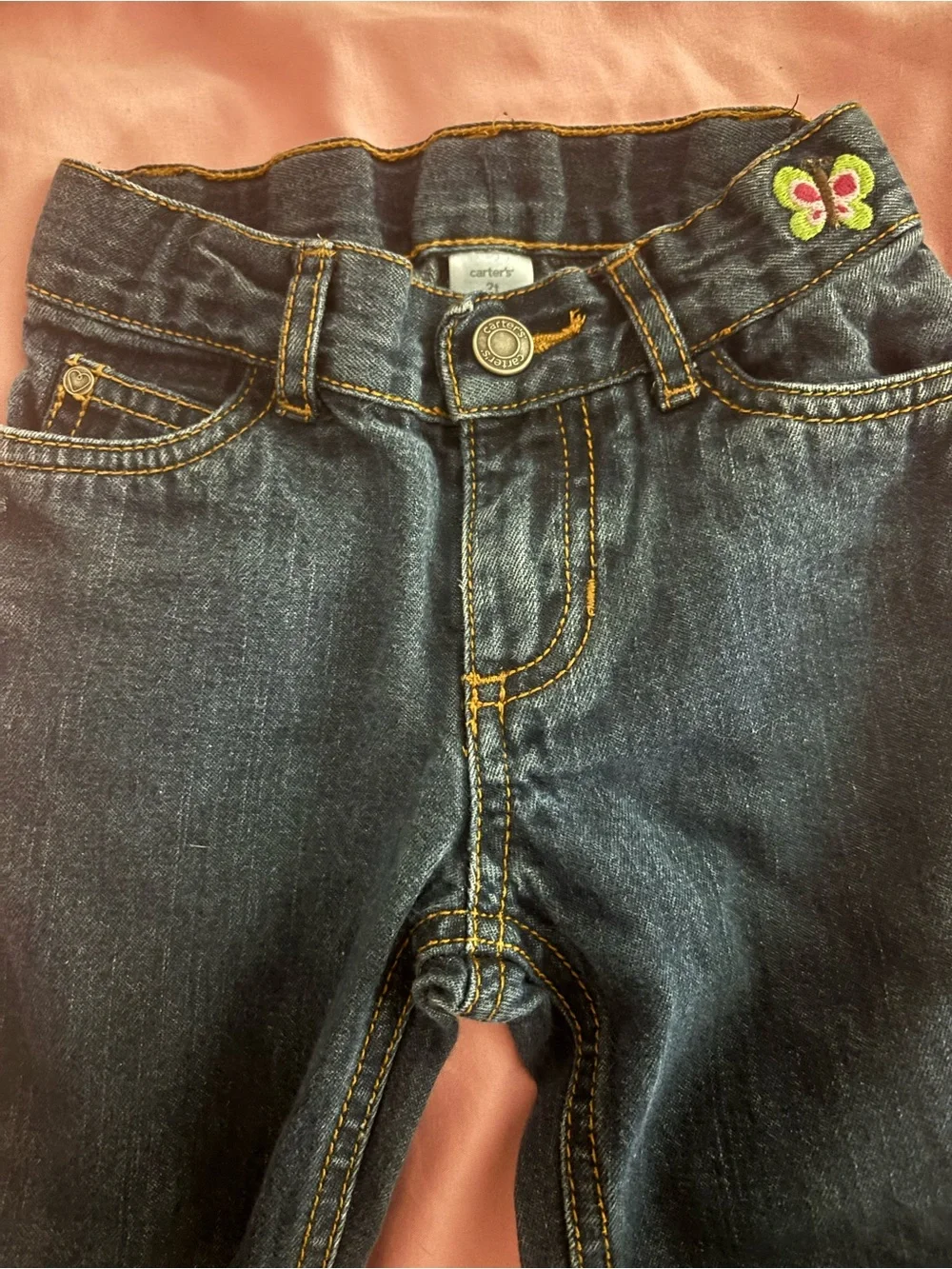 Carter's Dark Blue Denim Jeans with Butterfly Patch